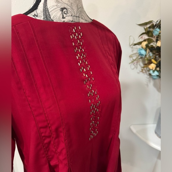 I tm by BullBear Red Pleated Buttoned Tunic with beading size XL ( fits smaller) - Picture 6 of 7
